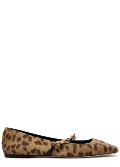 Jimmy Choo Diamond Tilda Leopard-print Calf-hair Flats