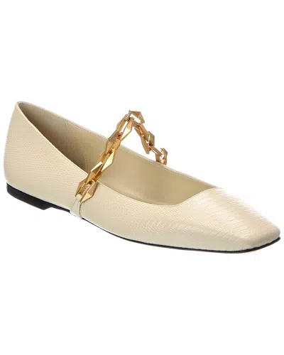 Jimmy Choo Diamond Tilda Lizard-embossed Flat In Neutral