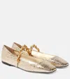 Jimmy Choo Diamond Tilda Metallic Leather Ballet Flats In Gold