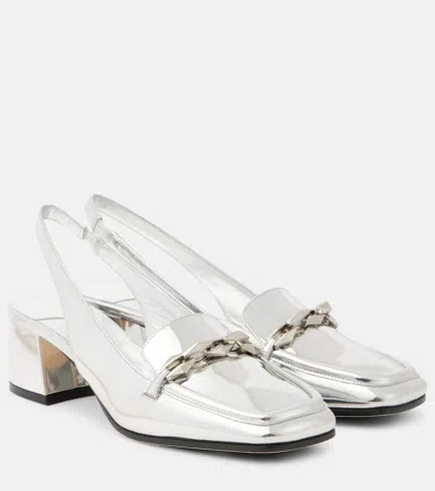 Jimmy Choo Diamond Tilda Metallic Leather Slingback Pumps In Silver