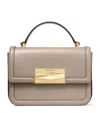 Jimmy Choo Diamond Top Handle Leather Shoulder Bag In Taupe/gold