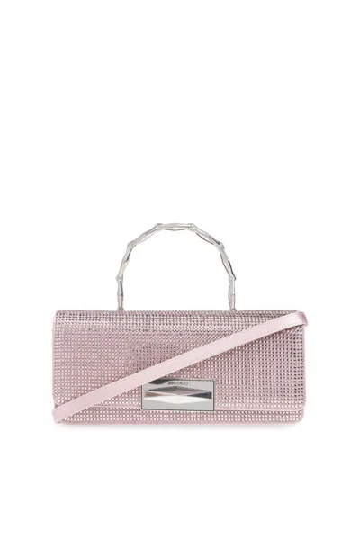 Jimmy Choo Diamond Chain Crystal Embellished Top Handle Bag In Pink