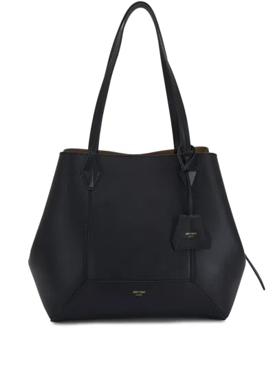 Jimmy Choo Medium Diamond Leather Tote Bag In Black