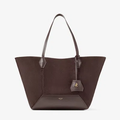 Jimmy Choo Diamond Tote M In Coffee/gold
