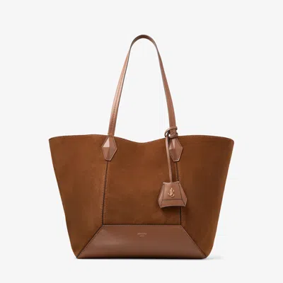 Jimmy Choo Diamond Tote Medium Tan Suede Tote Bag Tan/gold One Size