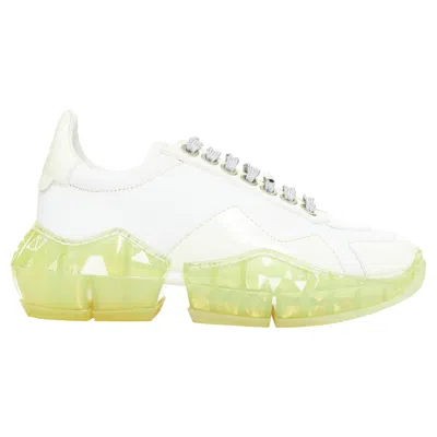 Pre-owned Jimmy Choo Diamond White Mint Green Jelly Sole Dad Sneakers Eu35.5