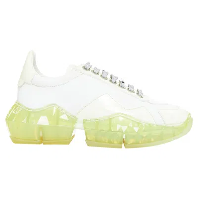 Jimmy Choo Diamond White Mint Green Jelly Sole Dad Sneakers Eu35.5 In Multi