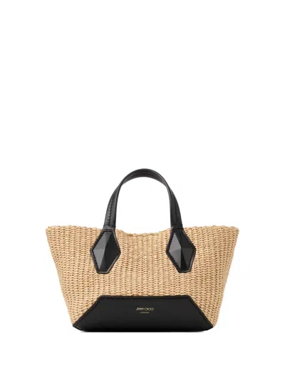 Jimmy Choo Diamond Woven Straw Tote Bag In Neutral