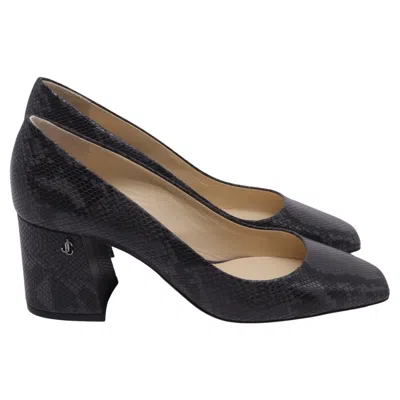 Pre-owned Jimmy Choo Dianne Snake-embossed Pumps In Black Leather