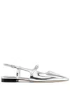 Jimmy Choo Pointed Toe Metallic Leather Sling Back Ballerina In グレー
