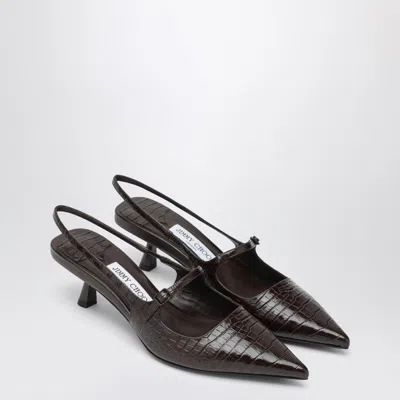 JIMMY CHOO JIMMY CHOO  DIDI 45 BROWN CROCODILE EFFECT NECKLINE