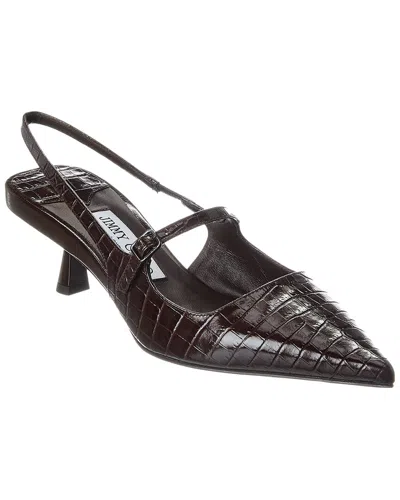 JIMMY CHOO JIMMY CHOO DIDI 45 CROC-EMBOSSED LEATHER SLINGBACK PUMP