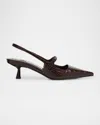 Jimmy Choo Didi 45 Brown Crocodile Effect Neckline In Brown