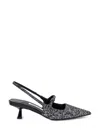Jimmy Choo Sparkling 45mm Pointed Toe Slingback Pumps In Silver/black/black