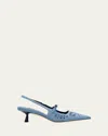 Jimmy Choo Didi 45 Embroidered Chambray Slingback Pumps In Blue