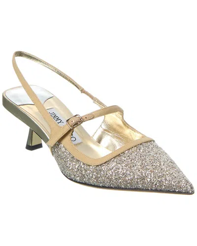 JIMMY CHOO DIDI 45 GLITTER & LEATHER SLINGBACK PUMP