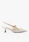 Jimmy Choo Didi 45 Glitter Slingback Pumps In Beige