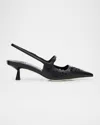 Jimmy Choo Didi 45 Leather Embroidered Slingback Pumps