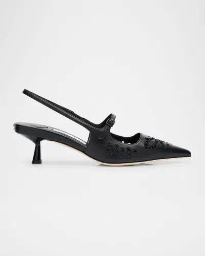 Jimmy Choo Didi 45 Leather Embroidered Slingback Pumps