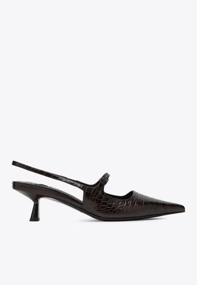 Jimmy Choo Didi 45 Leather Slingback Pumps In Brown