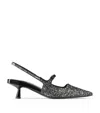 Jimmy Choo Sparkling 45mm Pointed Toe Slingback Pumps In Silver