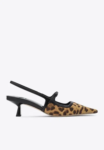 JIMMY CHOO DIDI 45 LEOPARD PRINT SLINGBACK PUMPS