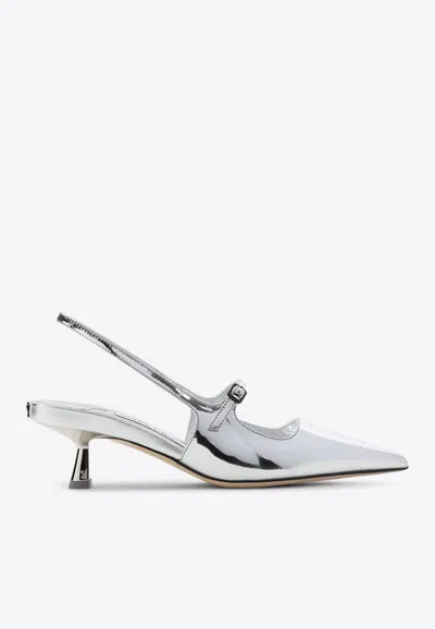 Jimmy Choo Didi 45 Leather Slingback Pump In Silver