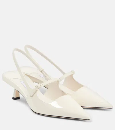 Jimmy Choo Didi 45 Patent-leather Slingback Pumps In White