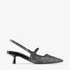 Jimmy Choo Sparkling 45mm Pointed Toe Slingback Pumps In Silver/black/black