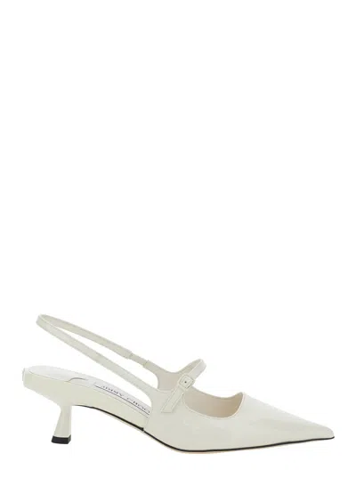 JIMMY CHOO JIMMY CHOO 'DIDI 45' WHITE DÉCOLLETÉ WITH LOW STILETTO HEEL IN LEATHER WOMAN