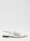 Jimmy Choo Pointed Toe Metallic Leather Sling Back Ballerina In Silver