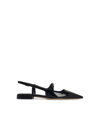 JIMMY CHOO JIMMY CHOO 'DIDI' BLACK LEAR BALLET FLATS