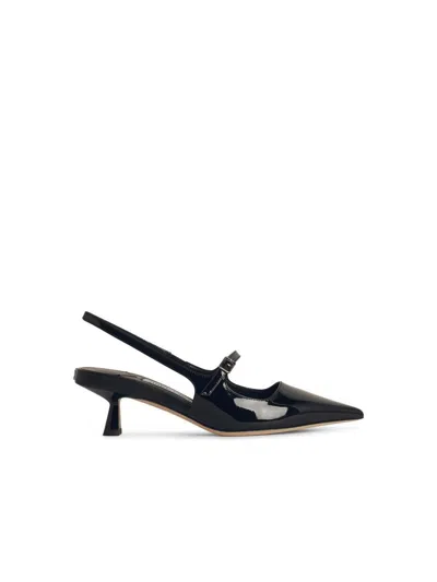 JIMMY CHOO JIMMY CHOO 'DIDI' BLACK LEATHER SLINGBACKS