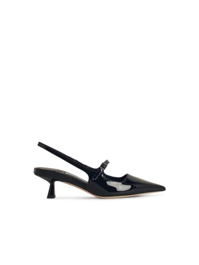 JIMMY CHOO JIMMY CHOO 'DIDI' BLACK LEATHER SLINGBACKS WOMEN