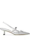 Jimmy Choo Didi Metallic Mary Jane Slingback Pumps In Silver