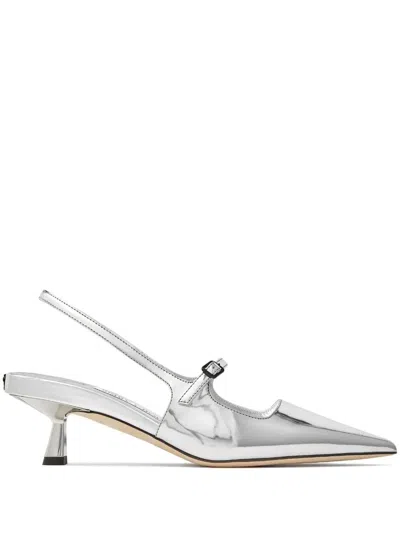 JIMMY CHOO JIMMY CHOO DIDI DESTAL SILVER SHOE 45MM HEEL