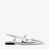 Jimmy Choo Pointed Toe Metallic Leather Sling Back Ballerina