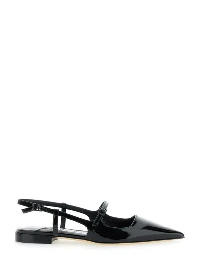 JIMMY CHOO 'DIDI FLAT' BLACK BALLERINAS WITH SHINY FINISH