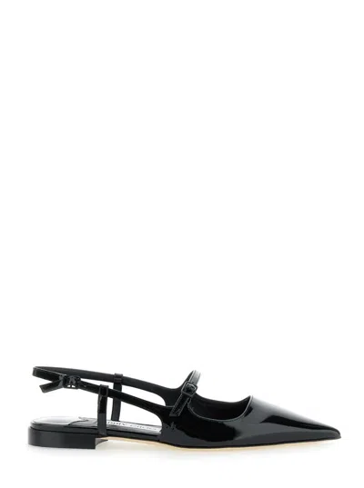 JIMMY CHOO 'DIDI FLAT' BLACK BALLERINAS WITH SHINY FINISH IN LEATHER WOMAN