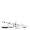 Jimmy Choo Pointed Toe Metallic Leather Sling Back Ballerina In Silver