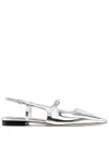 Jimmy Choo Pointed Toe Metallic Leather Sling Back Ballerina In Metallic