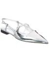 Jimmy Choo Pointed Toe Metallic Leather Sling Back Ballerina In Silver