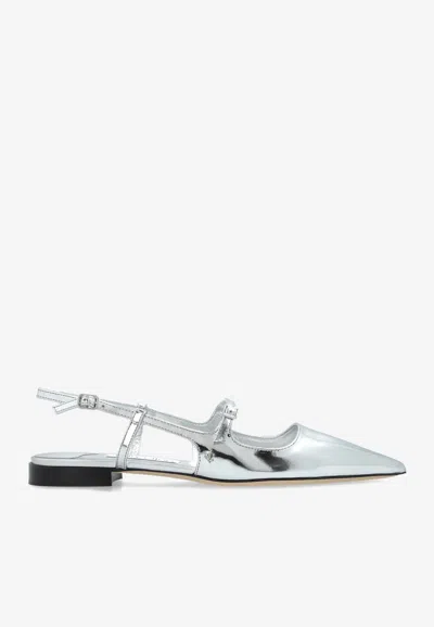 JIMMY CHOO DIDI METALLIC LEATHER SLINGBACK FLATS
