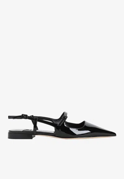 JIMMY CHOO DIDI PATENT LEATHER POINTED-TOE FLATS