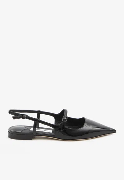 JIMMY CHOO DIDI PATENT-LEATHER POINTED TOE FLATS
