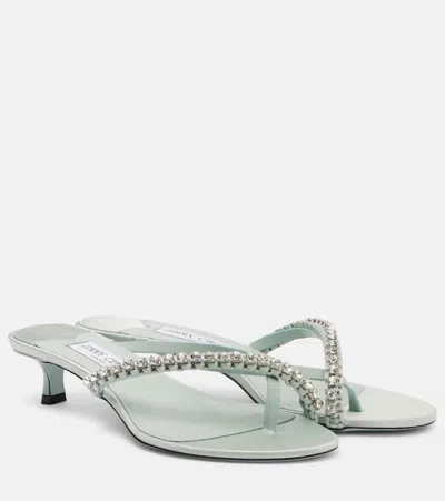 Jimmy Choo Dila 35 Leather And Satin Thong Sandals