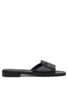 Jimmy Choo Flat Leather Sandals With Square Open Toe