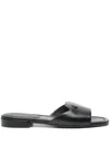 Jimmy Choo Flat Leather Sandals With Square Open Toe In Black