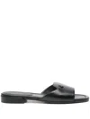 Jimmy Choo Flat Leather Sandals With Square Open Toe In Black