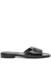 Jimmy Choo Flat Leather Sandals With Square Open Toe In Black